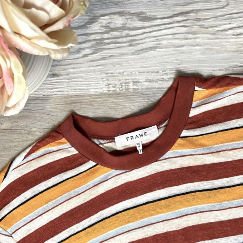 FRAME Wear Thin Striped Tee Sunrise Multi - Picture 14 of 16